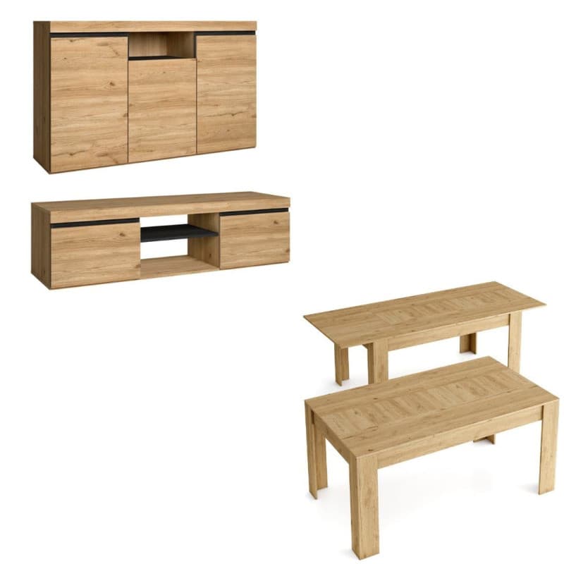 Ensemble Naturale Skraut Home - Buffet, Meuble TV et Table Extensible