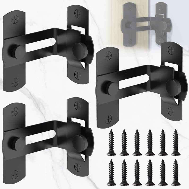 Serrure à Angle Droit en Acier Inoxydable - Lot de 3 Verrous Noir