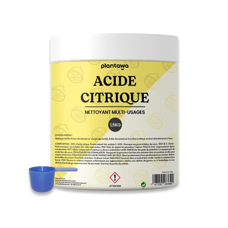 Poudre d'Acide Citrique 1,5kg - Nettoyant Universel PLANTAWA