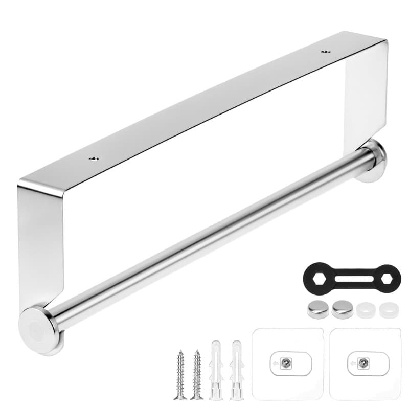 Porte-essuie-tout mural en acier inoxydable QWORK - 33 cm, sans perçage