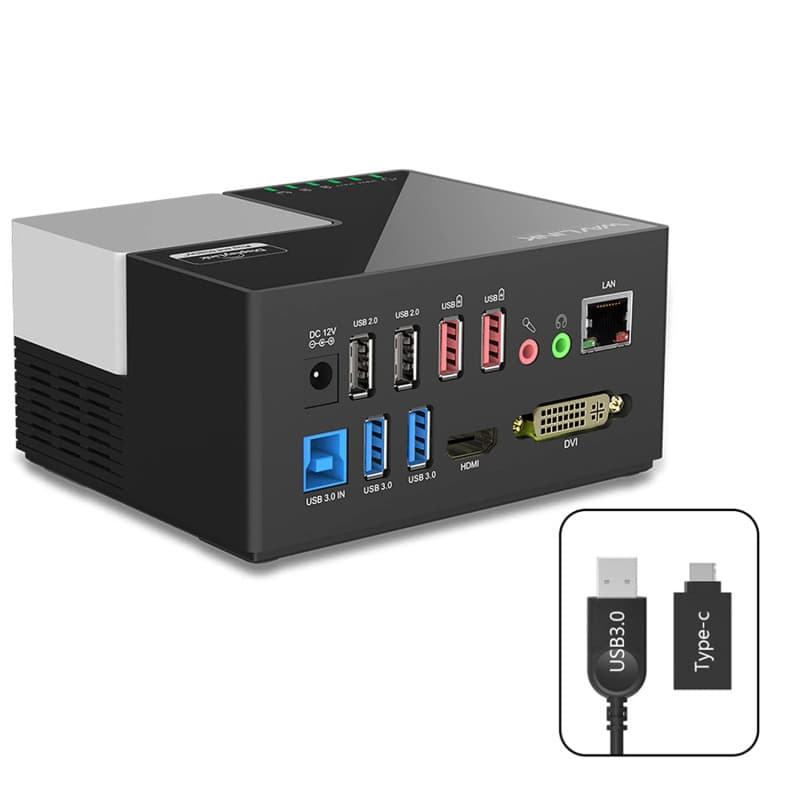 Station d'accueil WAVLINK à Double Affichage avec USB 3.0 et Ethernet Gigabit