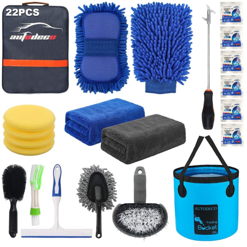 Kit de Nettoyage de Voiture AUTODECO 22 Pièces en Microfibre