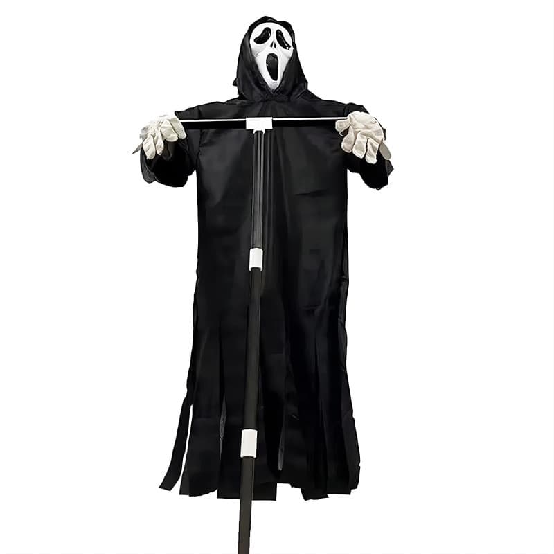 Fantôme d'Halloween Flottant pour Décoration Extérieure - Épouvantail Noir