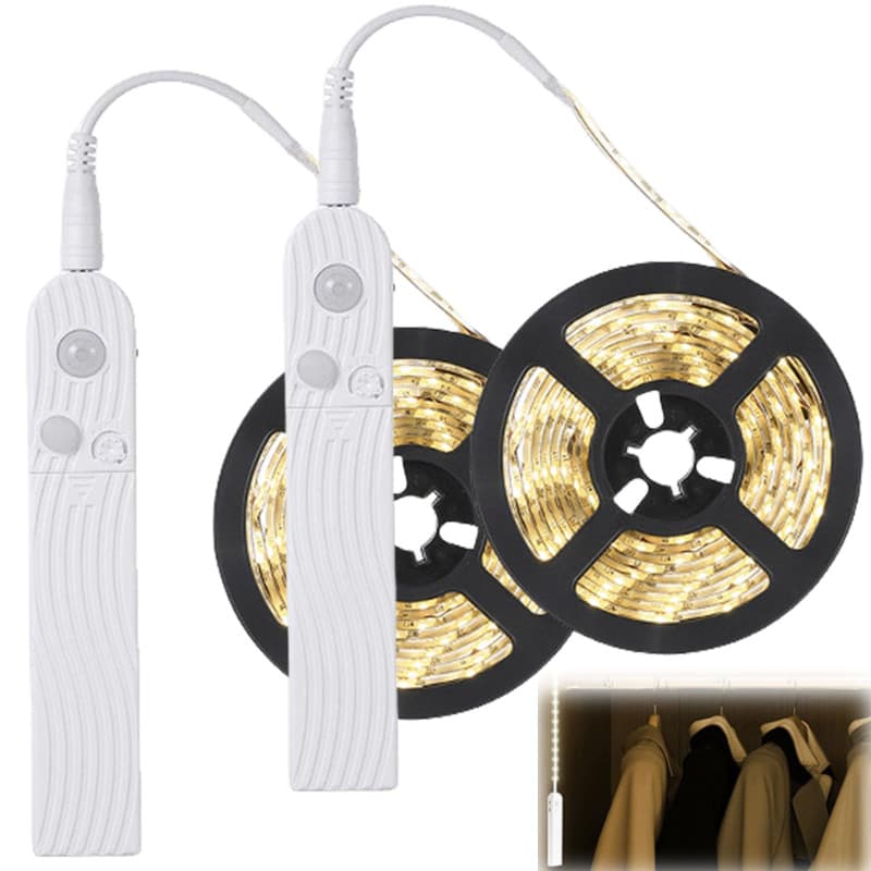 Lot de 2 bandes LED GAOUTO avec détecteur de mouvement - Éclairage rechargeable USB