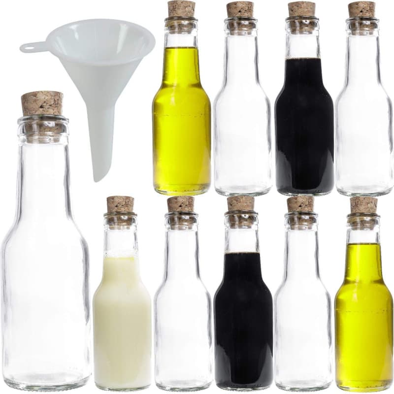 Lot de 10 Bouteilles en Verre avec Bouchon en Liège - 150 ML