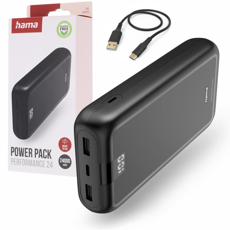 Hama Performance 24 - Batterie Externe 24000mAh avec Charge Rapide USB-C - Gris Anthracite