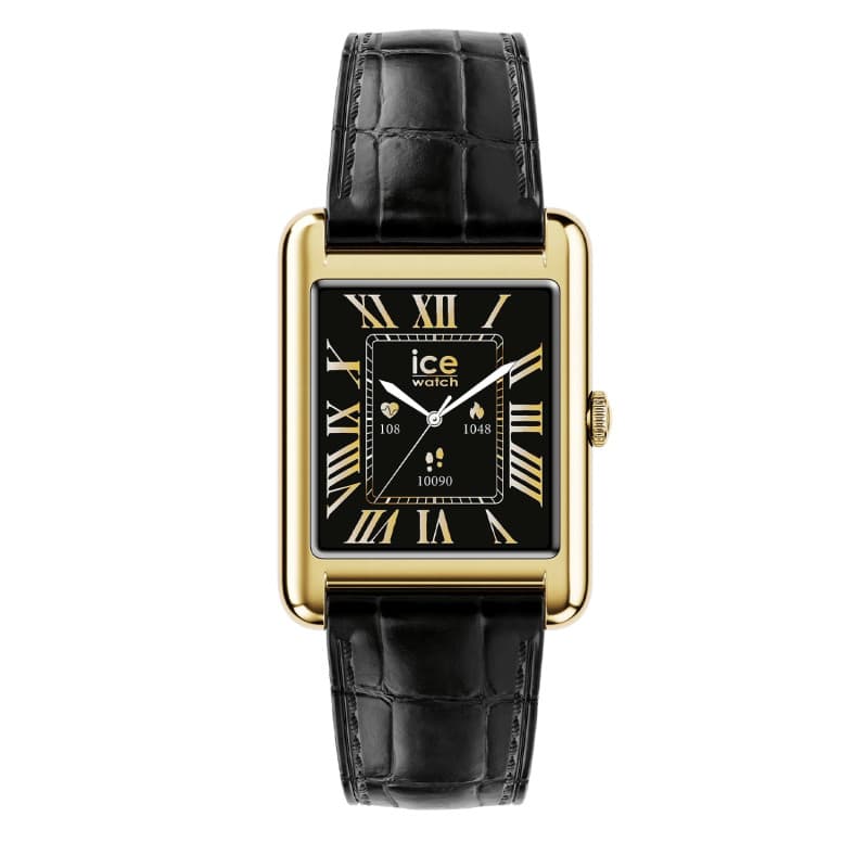 Montre Connectée Dorée ICE-WATCH avec Bracelet en Cuir Noir