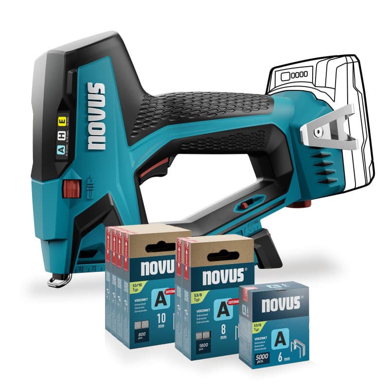 Agrafeuse sans fil professionnelle NOVUS TOOLS J-550 avec 11.800 agrafes