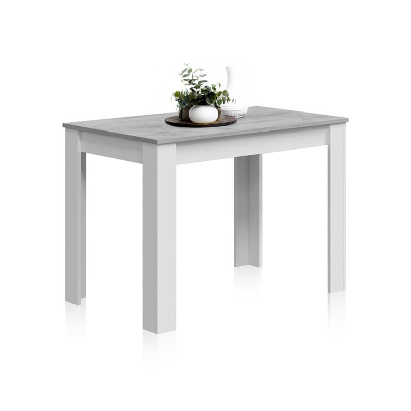 Table de Salle à Manger Cloe en Blanc Artik et Gris Ciment