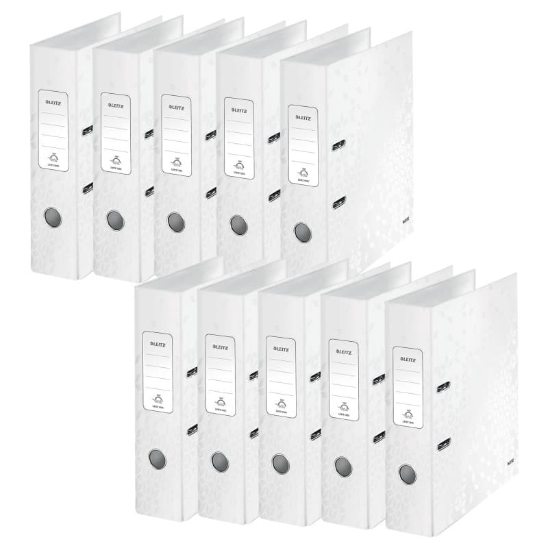 Lot de 10 Classeurs à Levier A4 Blanc - Capacité 600 Feuilles