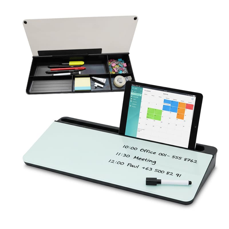 Organiseur de Bureau Noir Relaxdays avec Tableau Blanc et 5 Compartiments