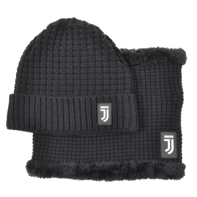 Ensemble d'Hiver Juventus : Chapeau et Cache-Cou en Tricot Noir