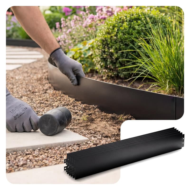Bordure de Jardin en Métal VOUNOT - Lot de 20 Pièces Flexible et Résistante