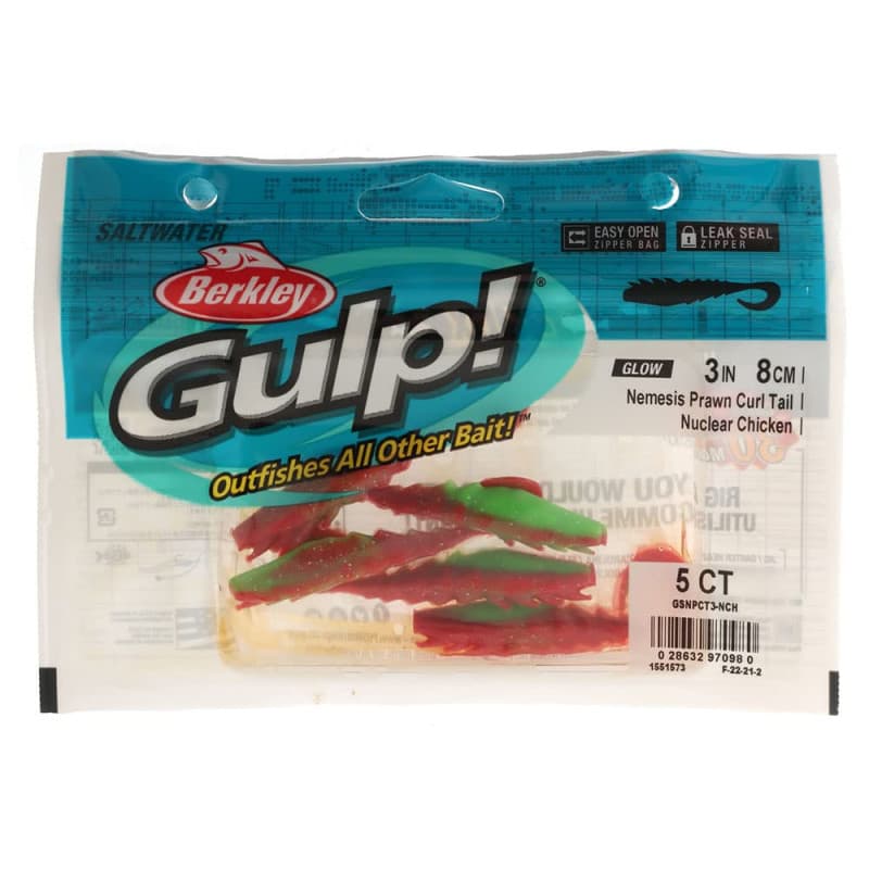 Leurre Souple Berkley Gulp!® Nemesis Prawn Curl Tail - 7.5cm Nuclear Chicken