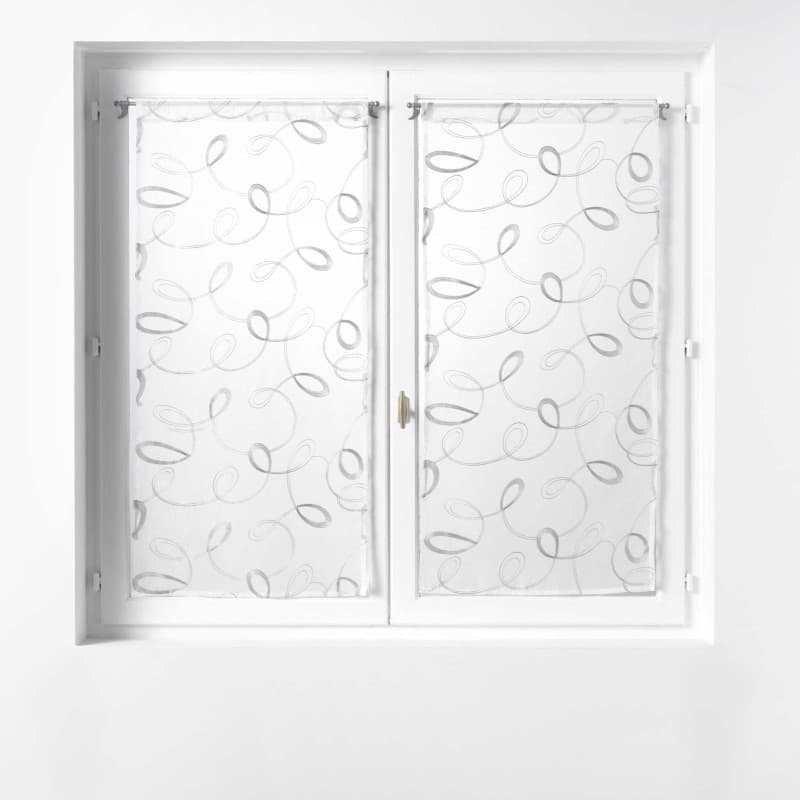 Paire de Voilages Gris Brodés 2 x 60 x 160 cm - Douceur d'Intérieur
