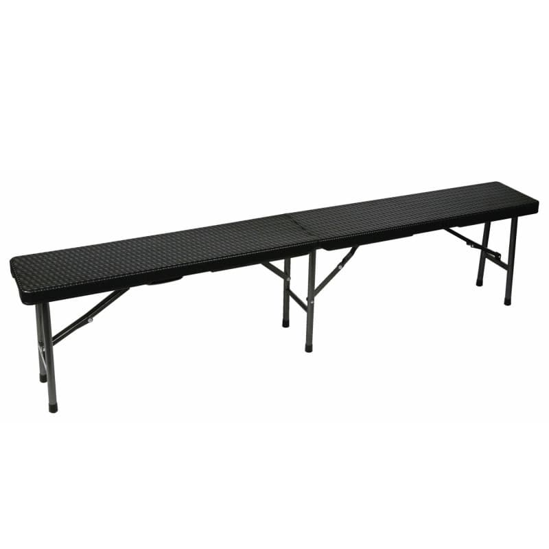 Banc Pliant Noir Aspect Rotin - Résistant aux Intempéries, Charge 400 kg