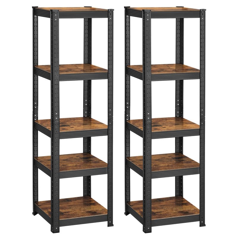 Étagère de Rangement Industrielle SONGMICS à 5 Niveaux - Lot de 2, Marron Rustique et Noir