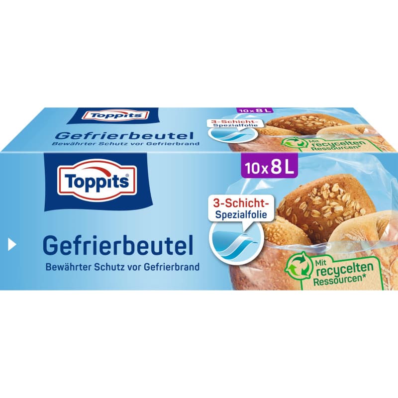 Sacs de Congélation Toppits - Lot de 10, 8 Litres, Ultra Résistants