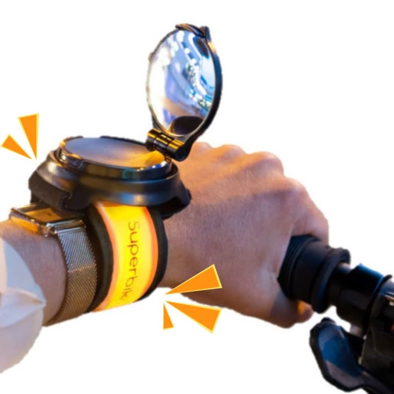 Bracelets Lumineux Superbikero avec Rétroviseur pour Vélo et Trottinette