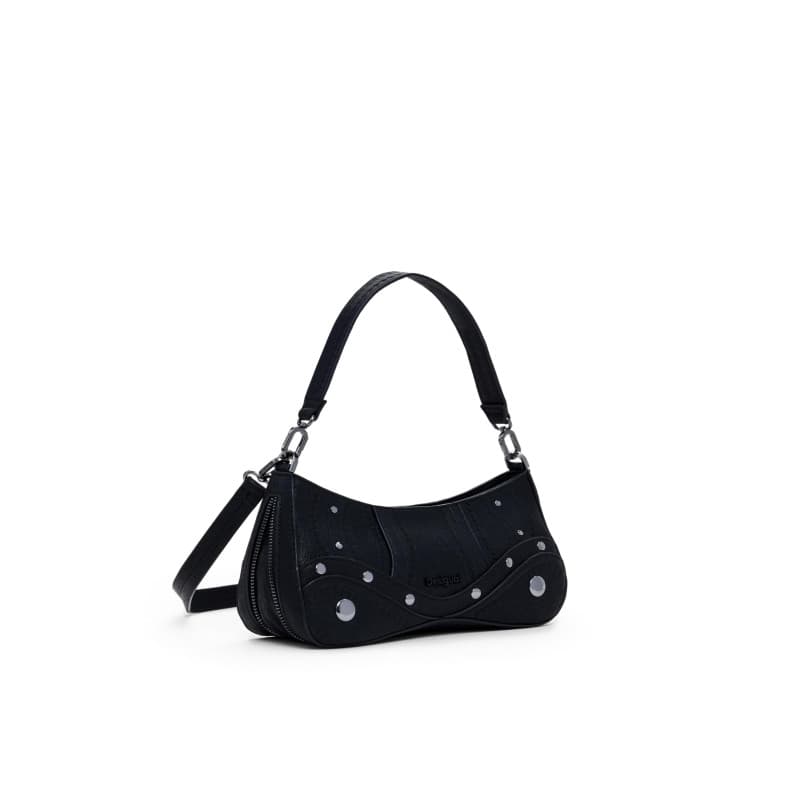 Sac à épaule bandoulière Desigual Alsacia Noir avec patchs brodés