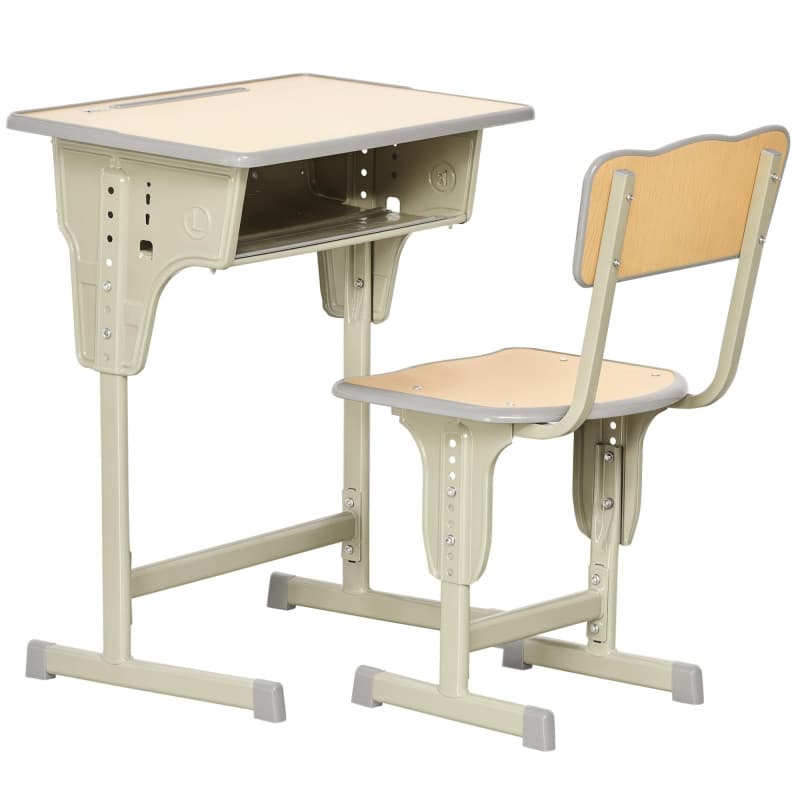 Ensemble Bureau Enfant Vintage avec Chaise Réglable et Rangement Pratique