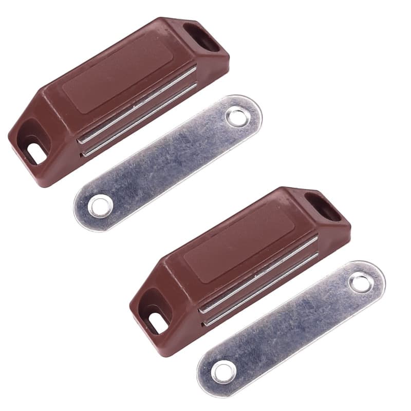 Loqueteau Magnétique Rectangulaire 2x en Acier Marron Foncé pour Meubles
