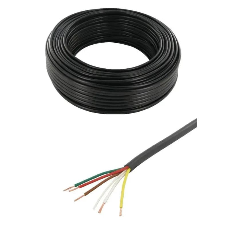 Câble de Remorque 5 Fils 12/24V 12A - 5m PVC Noir pour Caravane et Camion