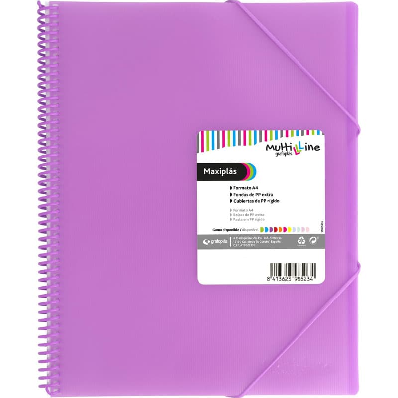 Classeur Lavande A4 avec 50 Pochettes Transparentes - Grafoplás Multiline