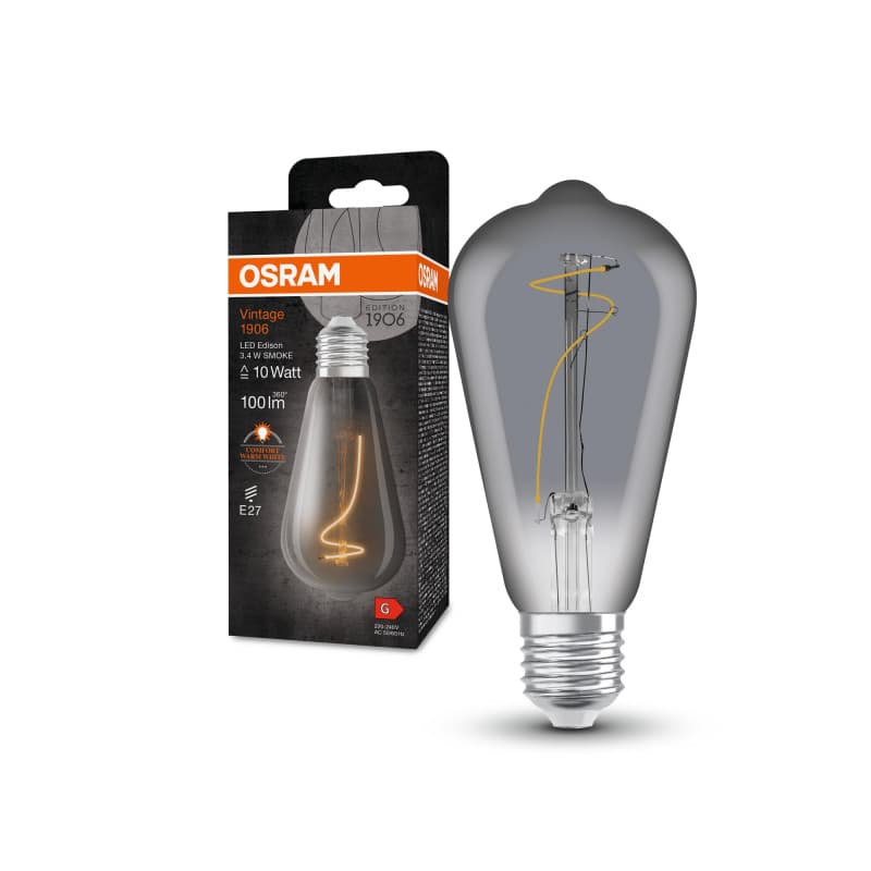 Lampe à LED Vintage 1906 OSRAM - Teinte de Fumée, E27, 3,4 W