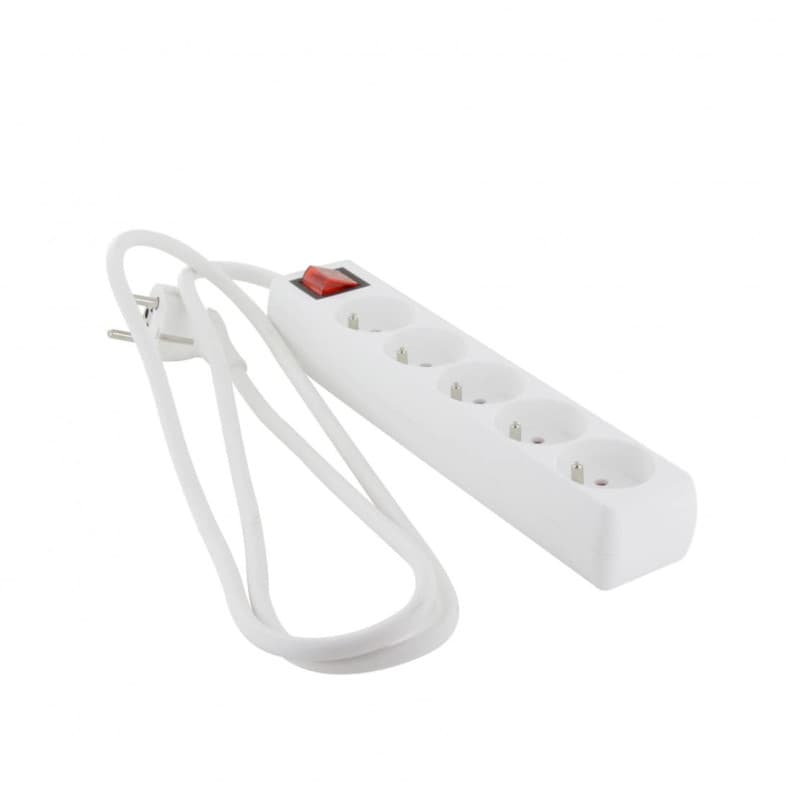 Multiprise 5 Prises 16A avec Interrupteur - 1,5 m - Blanc - Chacon