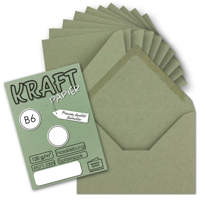 Enveloppes Vintage Vert Foncé - Lot de 25 en Papier Kraft Recyclé B6