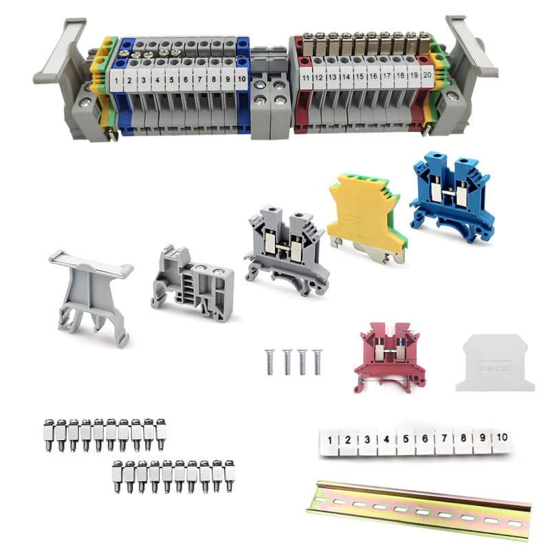 Kit de Bornes sur Rail DIN YQ - 16 Blocs de Terminaux pour Automatisation