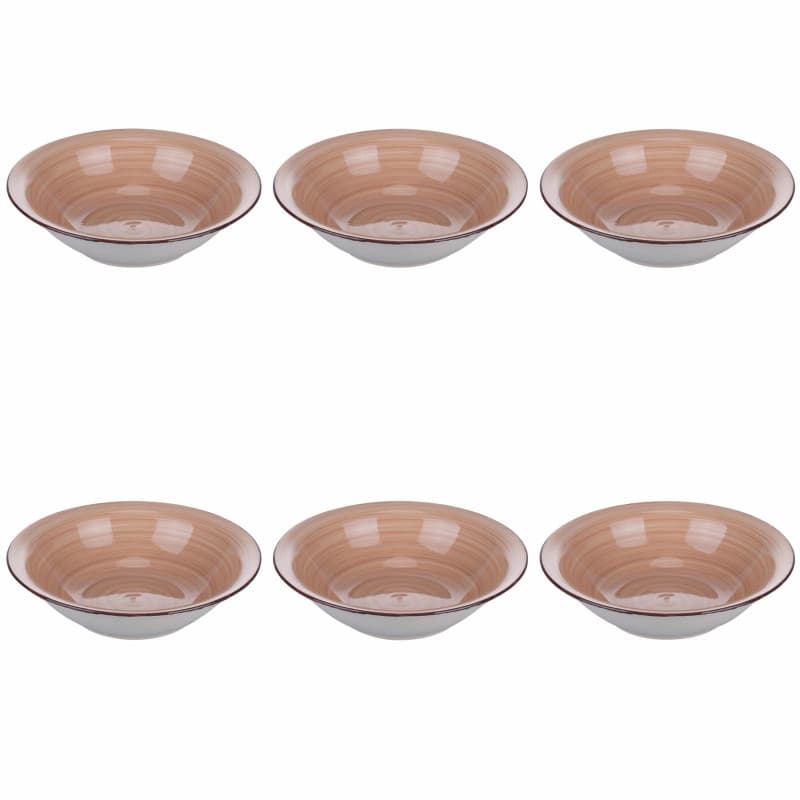 Lot de 6 assiettes creuses en grès peint à la main - 21,2 cm