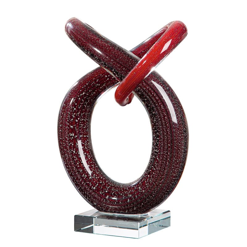Sculpture en Verre Rouge Curvum - Décoration Artisanale pour Maison ou Bureau