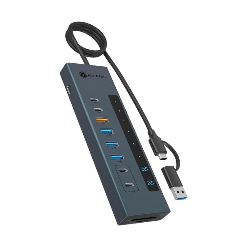 Hub USB-C 11 en 1 ICY BOX avec Lecteur de Carte et Ports Multiples