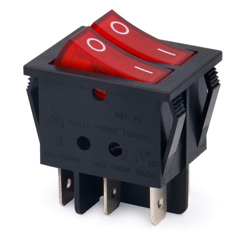 Interrupteur à Bascule Double Rouge avec Lumière - Movilideas