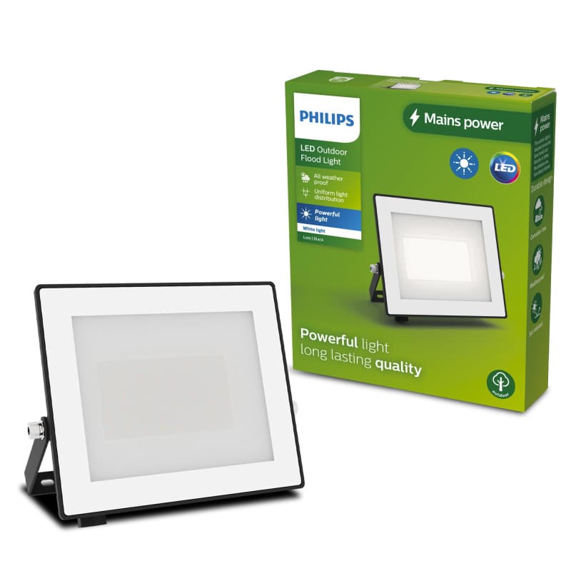 Projecteur Extérieur Philips 30W LED Noir - Éclairage Puissant et Fiable