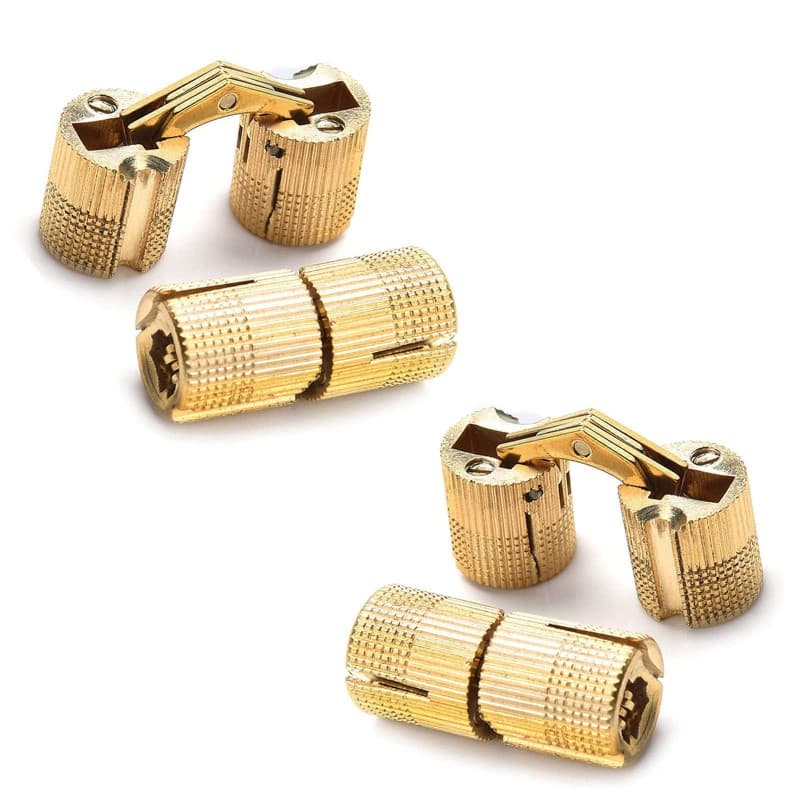 4 Charnières Cylindriques Cachées en Laiton pour Artisanat - 180° d'Ouverture
