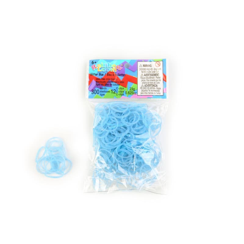 Kit d'Élastiques Rainbow Loom Bleus à Paillettes avec Fermoirs