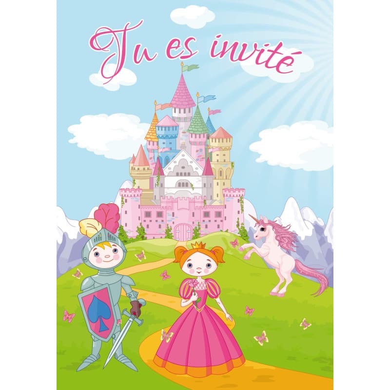 Lot de 10 Invitations Anniversaire Princesse Licorne - Edition Colibri