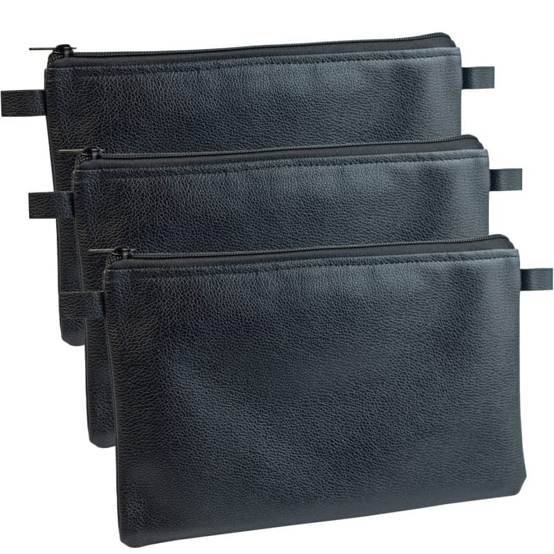 Lot de 3 porte-monnaie en similicuir noir - Pratiques et polyvalents