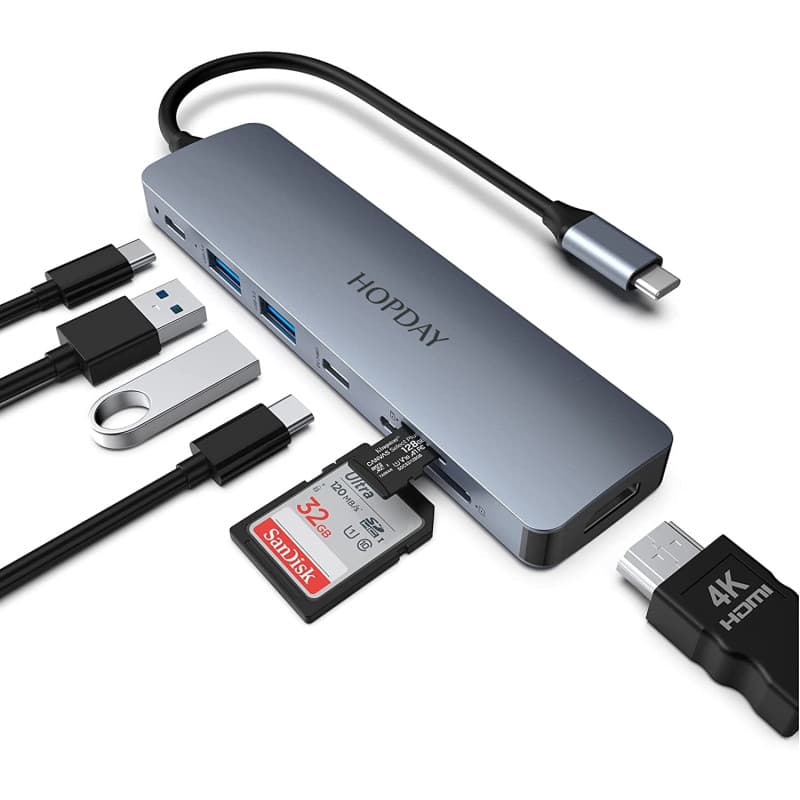 HOPDAY Station d'Accueil USB C 7 en 1 avec Double Moniteur HDMI 4K