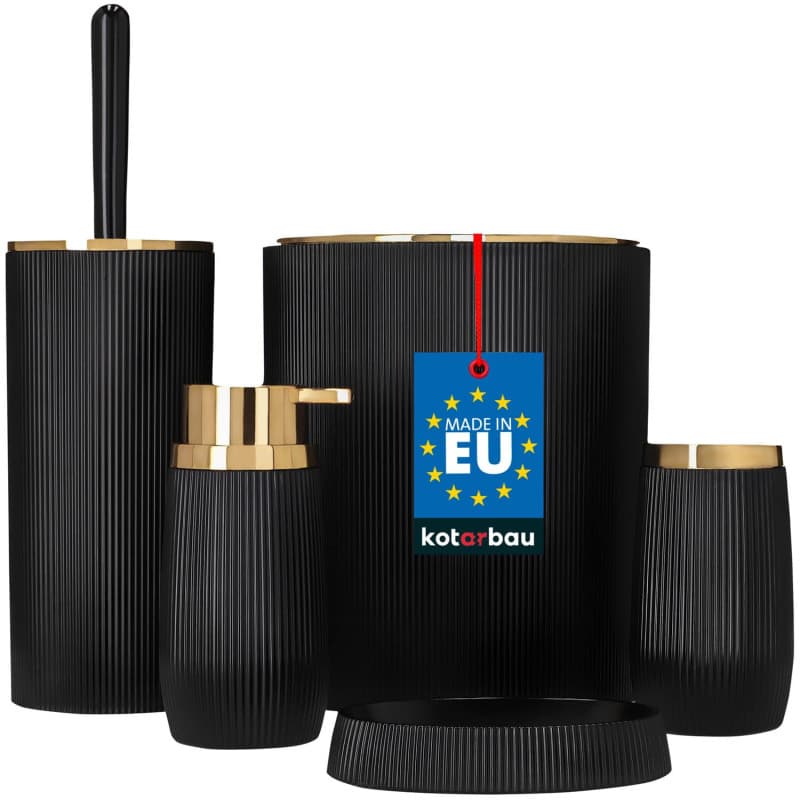Ensemble d'Accessoires de Salle de Bain Noir et Or - 5 Pièces KOTARBAU
