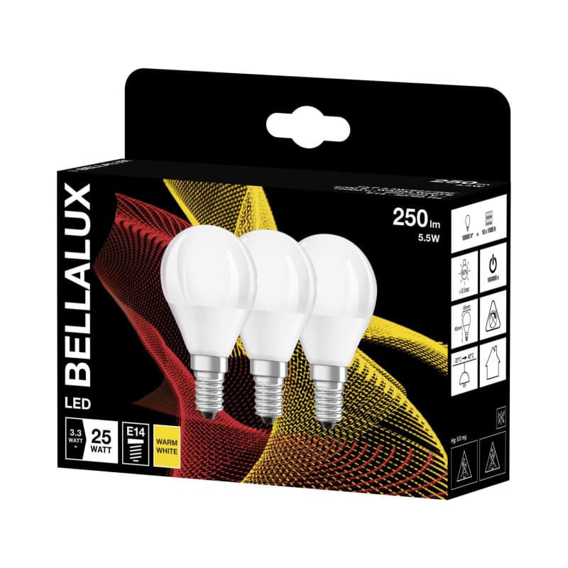 Lampe LED Goutte E14 Blanc Chaud 2700K - Paquet de 2 Bellalux