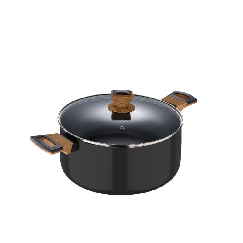 Casserole Bergner Earth Black 20 cm avec Couvercle en Verre - Aluminium Antiadhésif