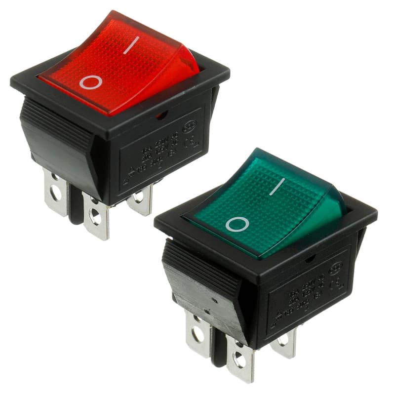 Interrupteur à bascule BOJACK DPST ON/OFF avec rétroéclairage vert et rouge - Lot de 2