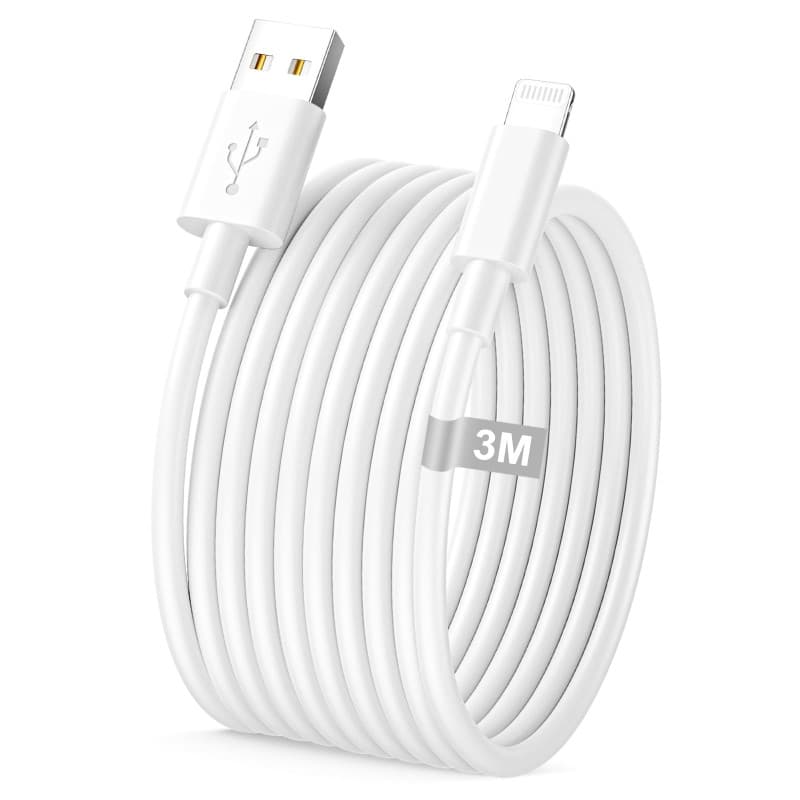 Câble USB Lightning 3M Certifié MFi pour iPhone - Charge Rapide et Transfert de Données