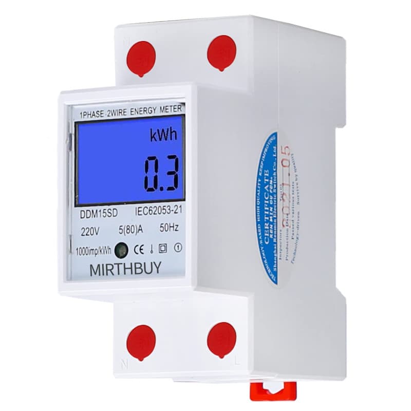 Compteur d'électricité numérique LCD 5-80 A avec rail DIN