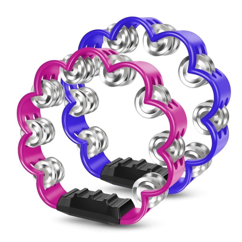 Lot de 2 tambourins à fleurs Flexzion - Instruments de percussion portables avec grelots