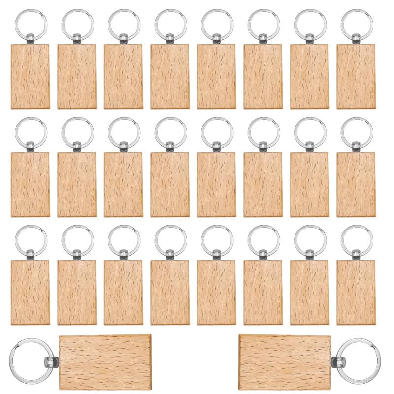 Porte-Clés en Bois Naturel YIDM - 26 Pièces DIY pour Bricolage Personnalisé